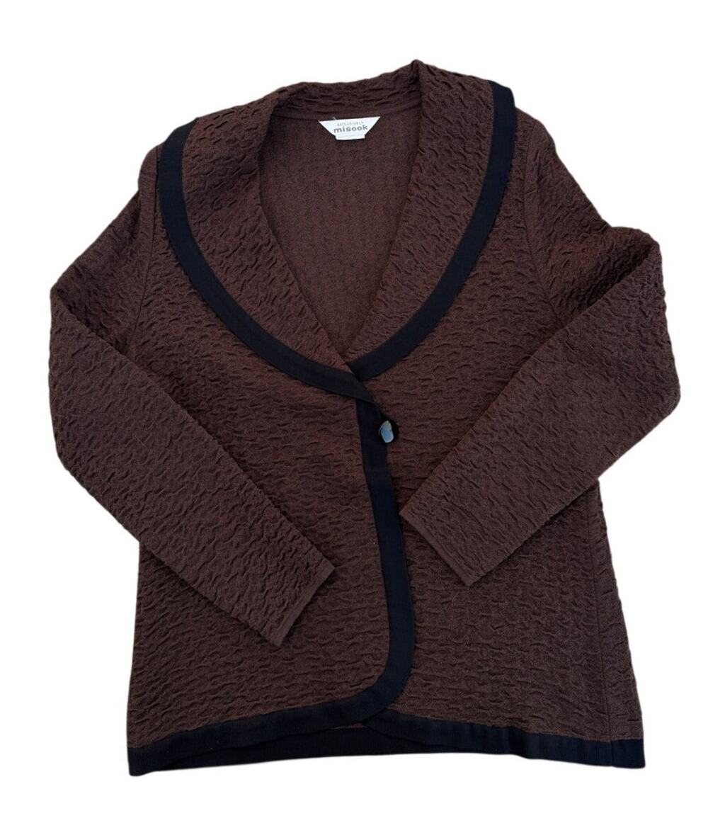 Exclusively Misook Knit Blazer - Brown and Black - Size L